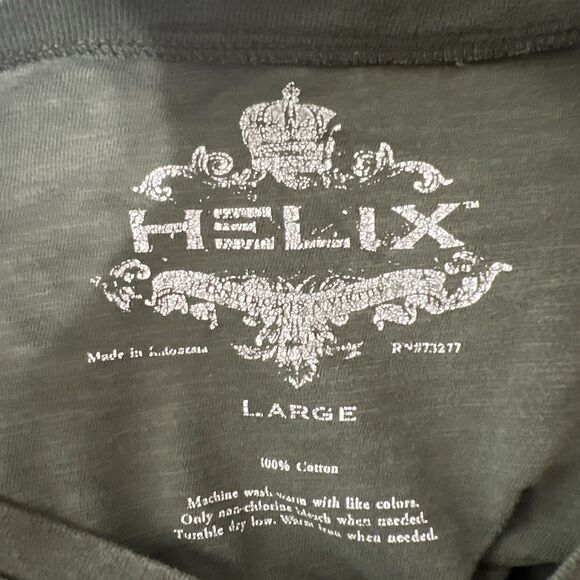 Helix Shirt Men Large Green Short Sleeve Solid Cotton Tee - Picture 3 of 11